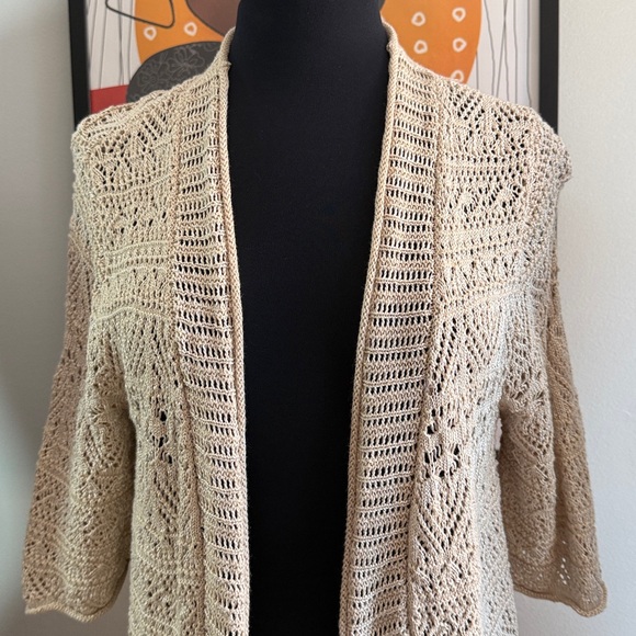 Cream Open-Front Women's Sweater - Picture 4 of 4